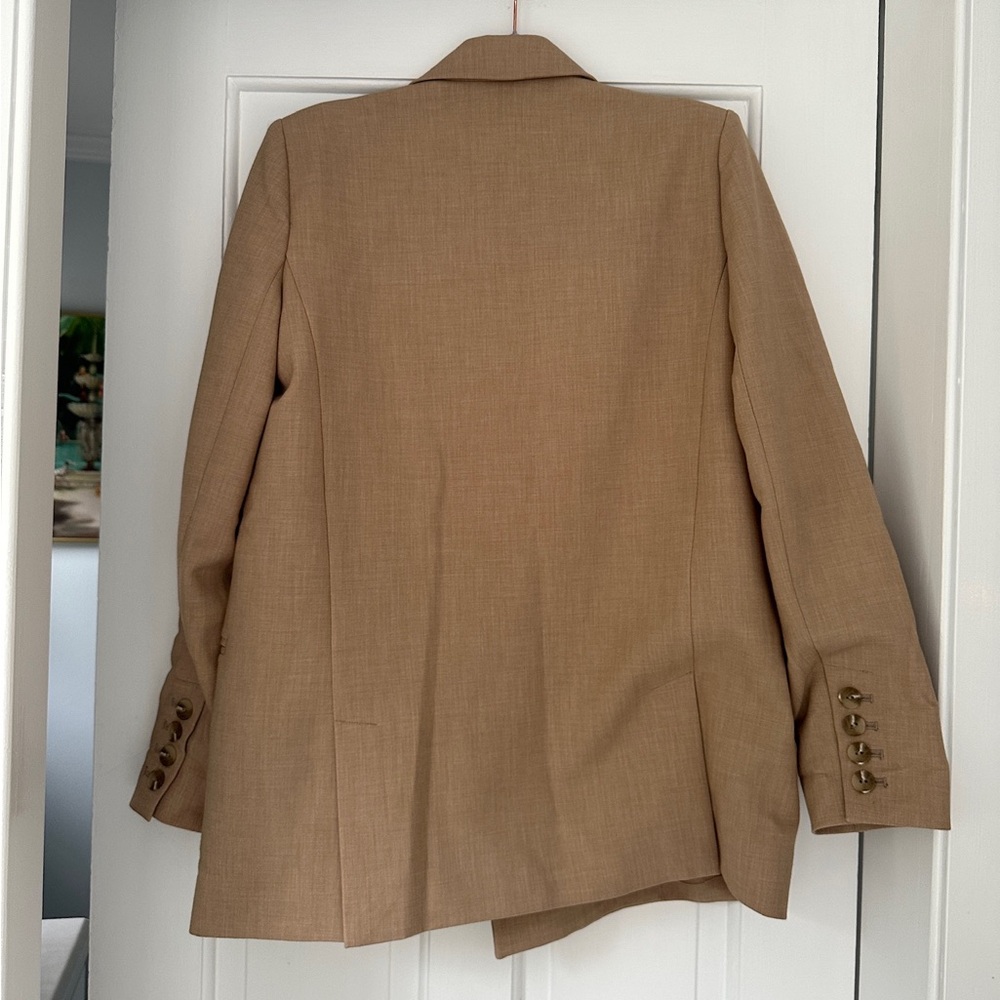 Anthropologie Maeve Double Breasted Boyfriend Shoulder Pads Camel Blazer Size 4 - Picture 7 of 12